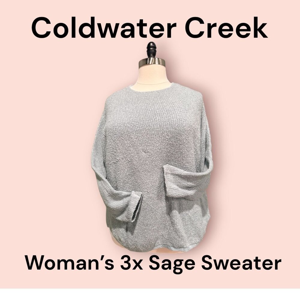 **FOR SALE: Coldwater Creek Sage Green Long Sleeve Sweater – Beautiful & Cozy!*